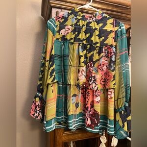 New York & Company Vibrant Floral and Plaid Dress